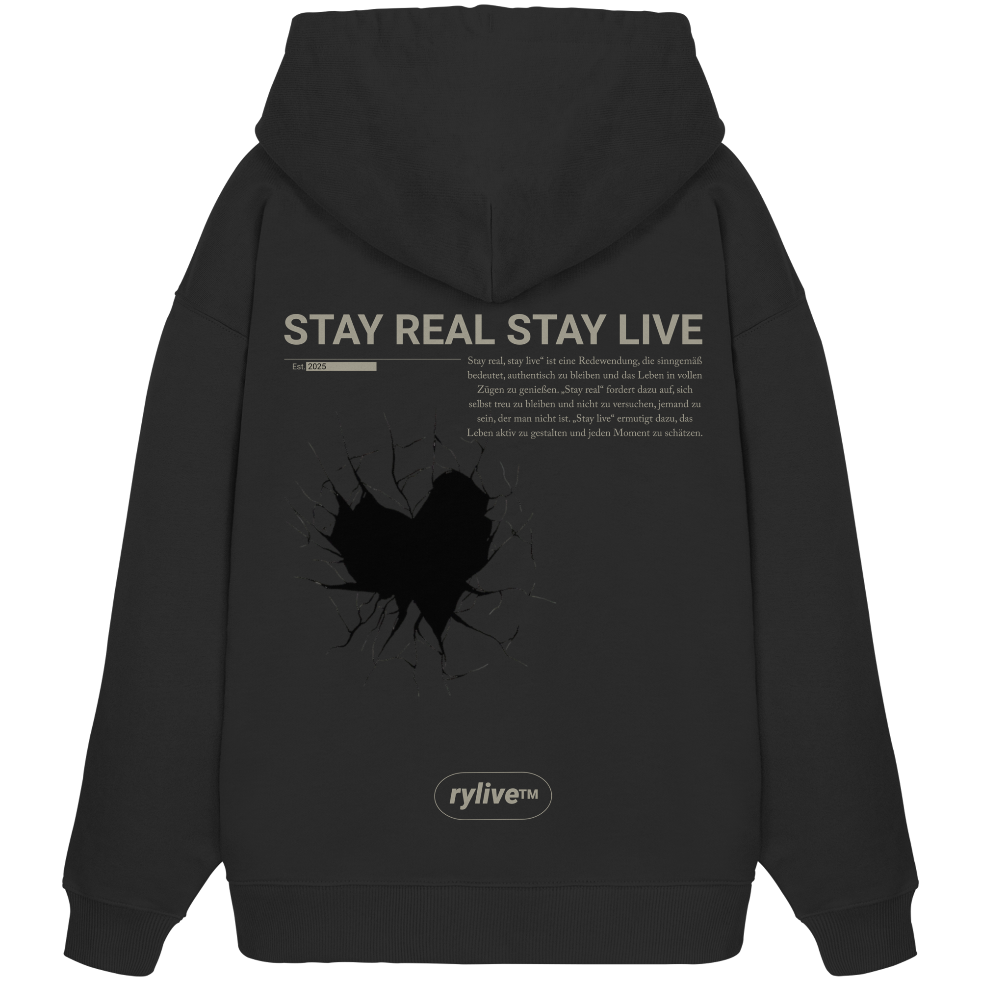 rylive Unisex Oversized Hoodie // Stay real Stay live
