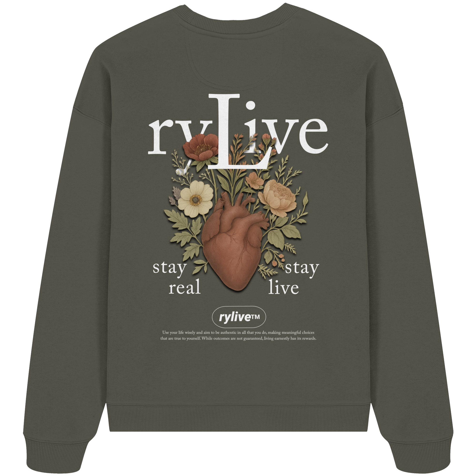 rylive Unisex Oversized Sweatshirt // Heart Flower