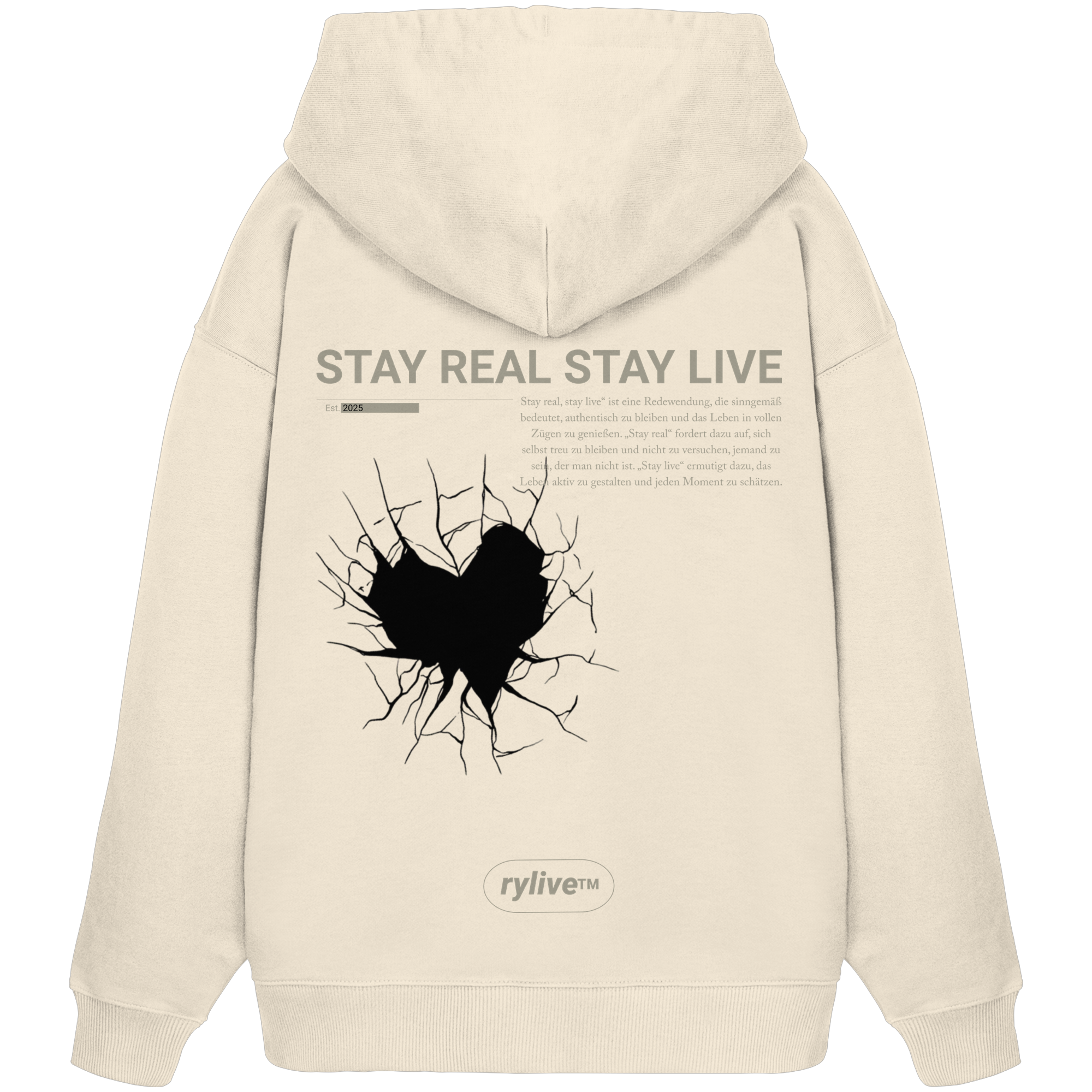 rylive Unisex Oversized Hoodie // Stay real Stay live