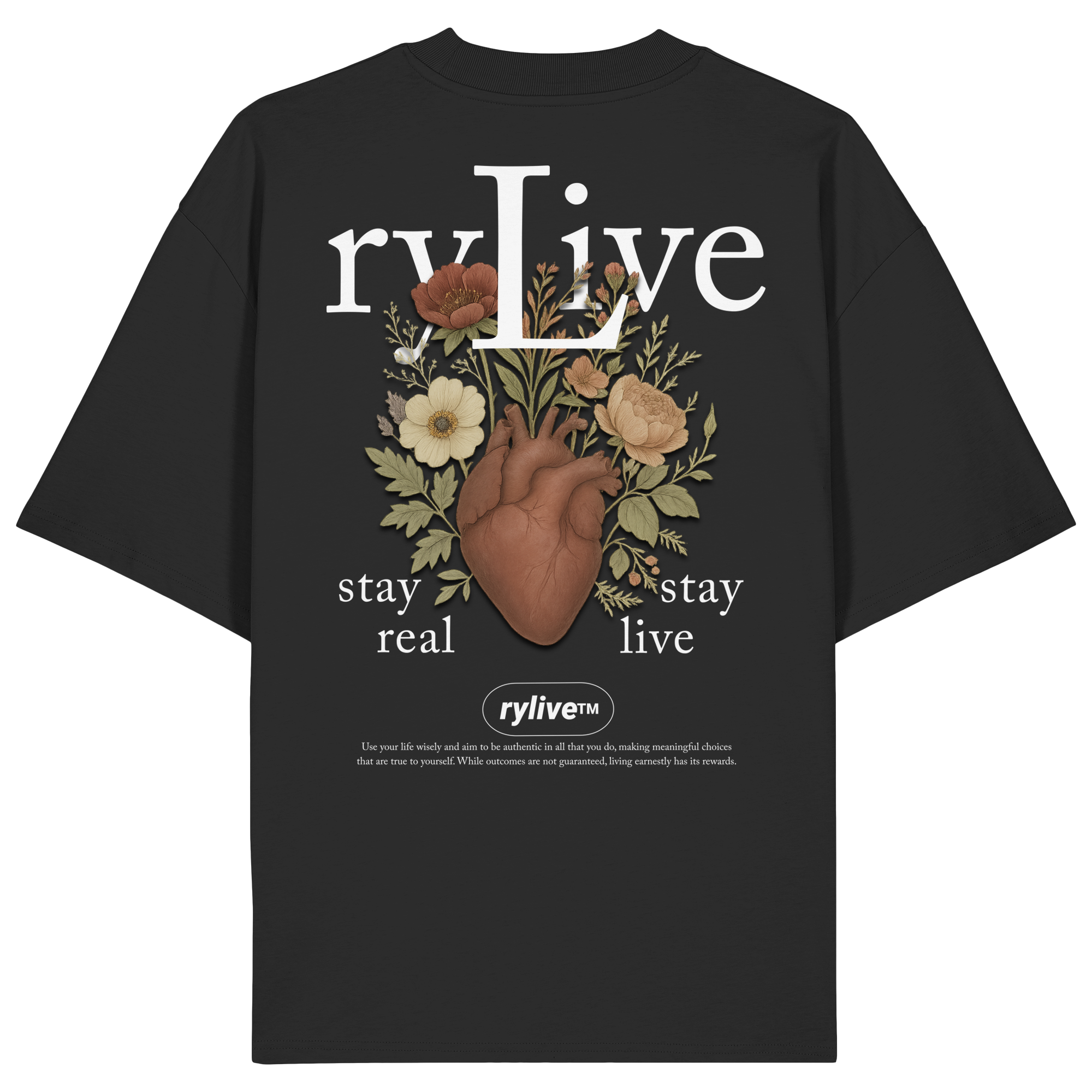 rylive Unisex Oversized T-Shirt // Heart Flower