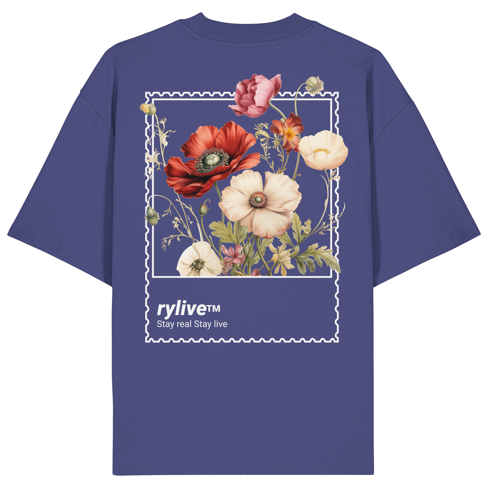 rylive Unisex Oversized T-Shirt // Flower Stamp