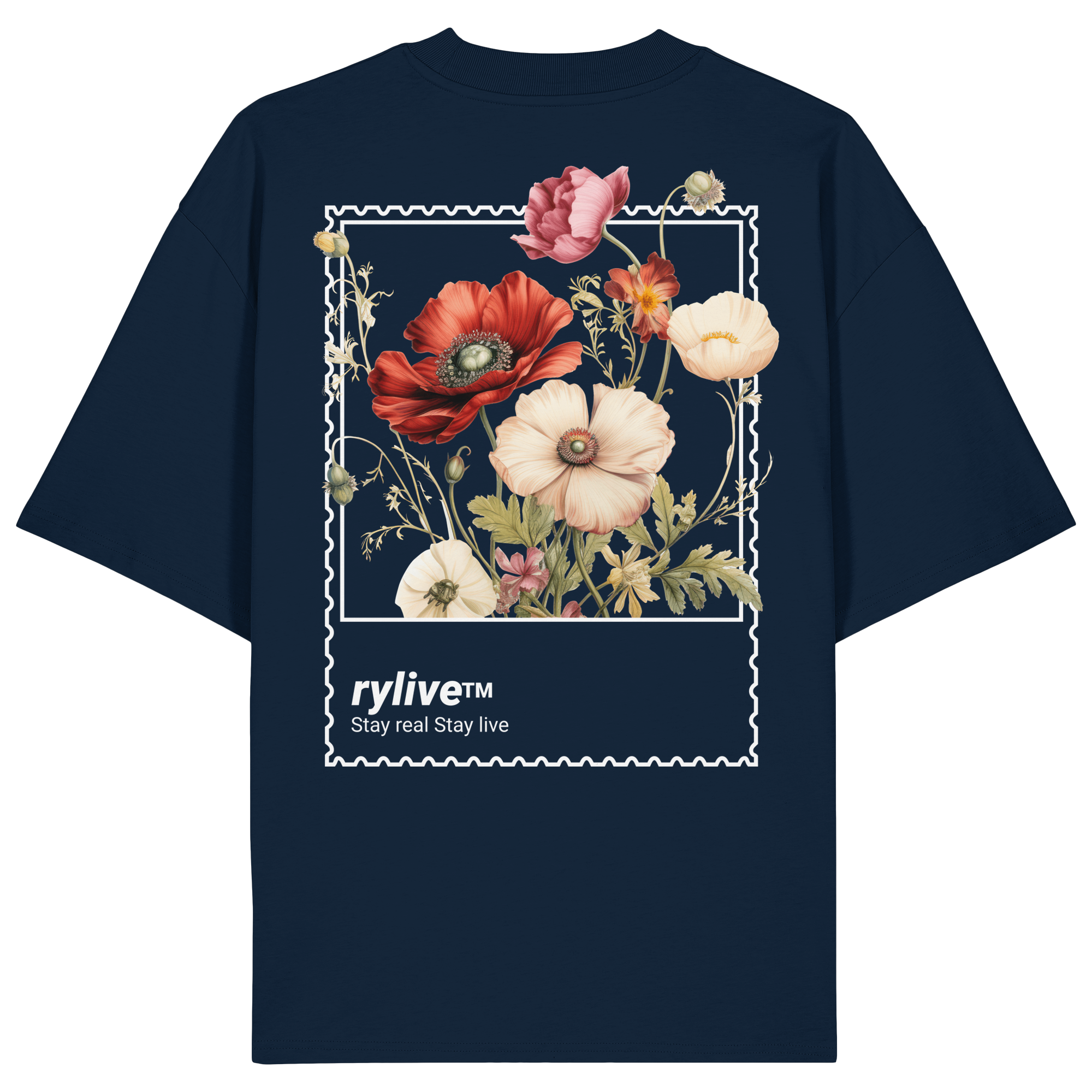 rylive Unisex Oversized T-Shirt // Flower Stamp