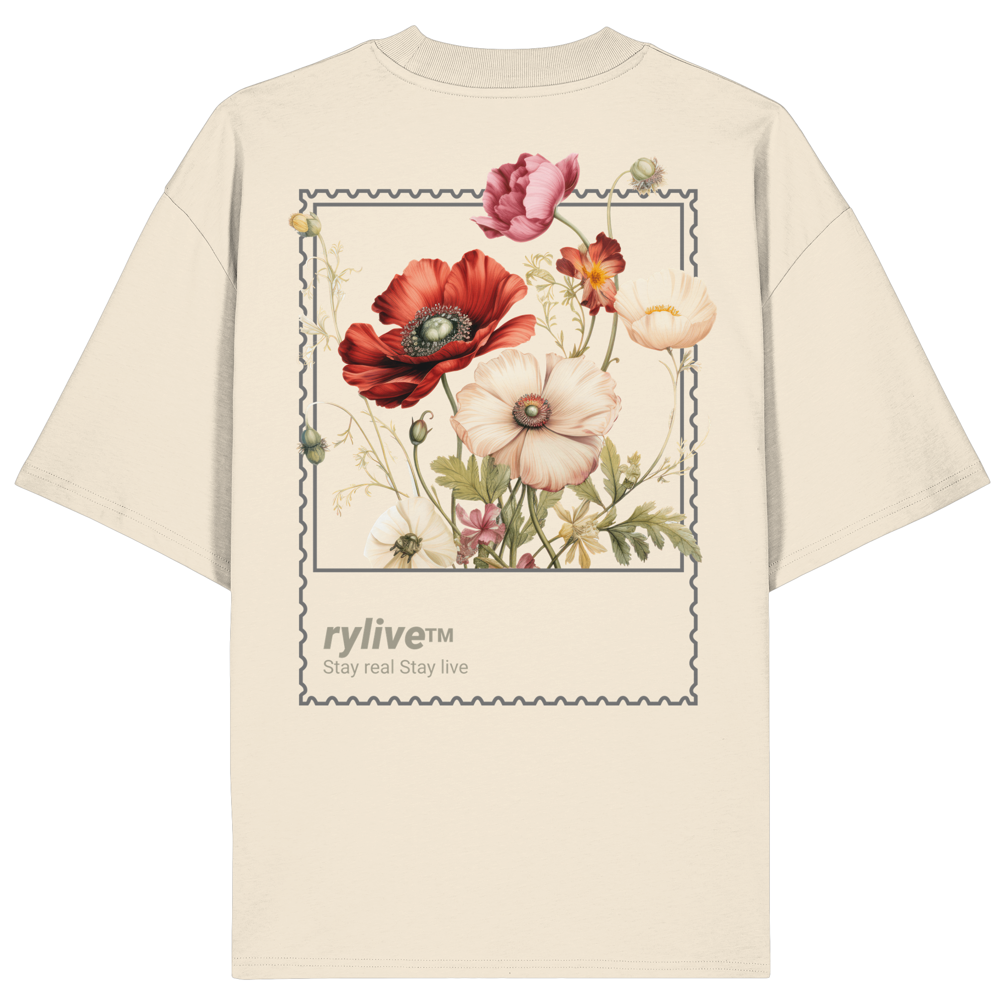 rylive Unisex Oversized T-Shirt // Flower Stamp