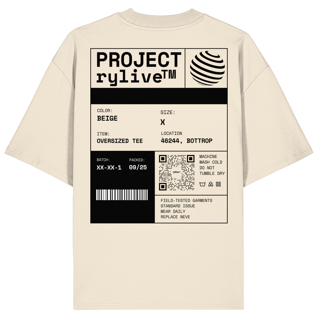 rylive Unisex Oversized T-Shirt // OFF Label Use - Beige Edition