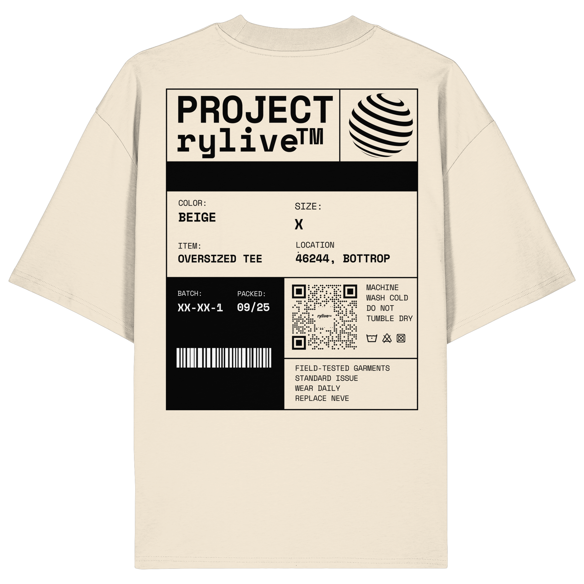rylive Unisex Oversized T-Shirt // OFF Label Use - Beige Edition