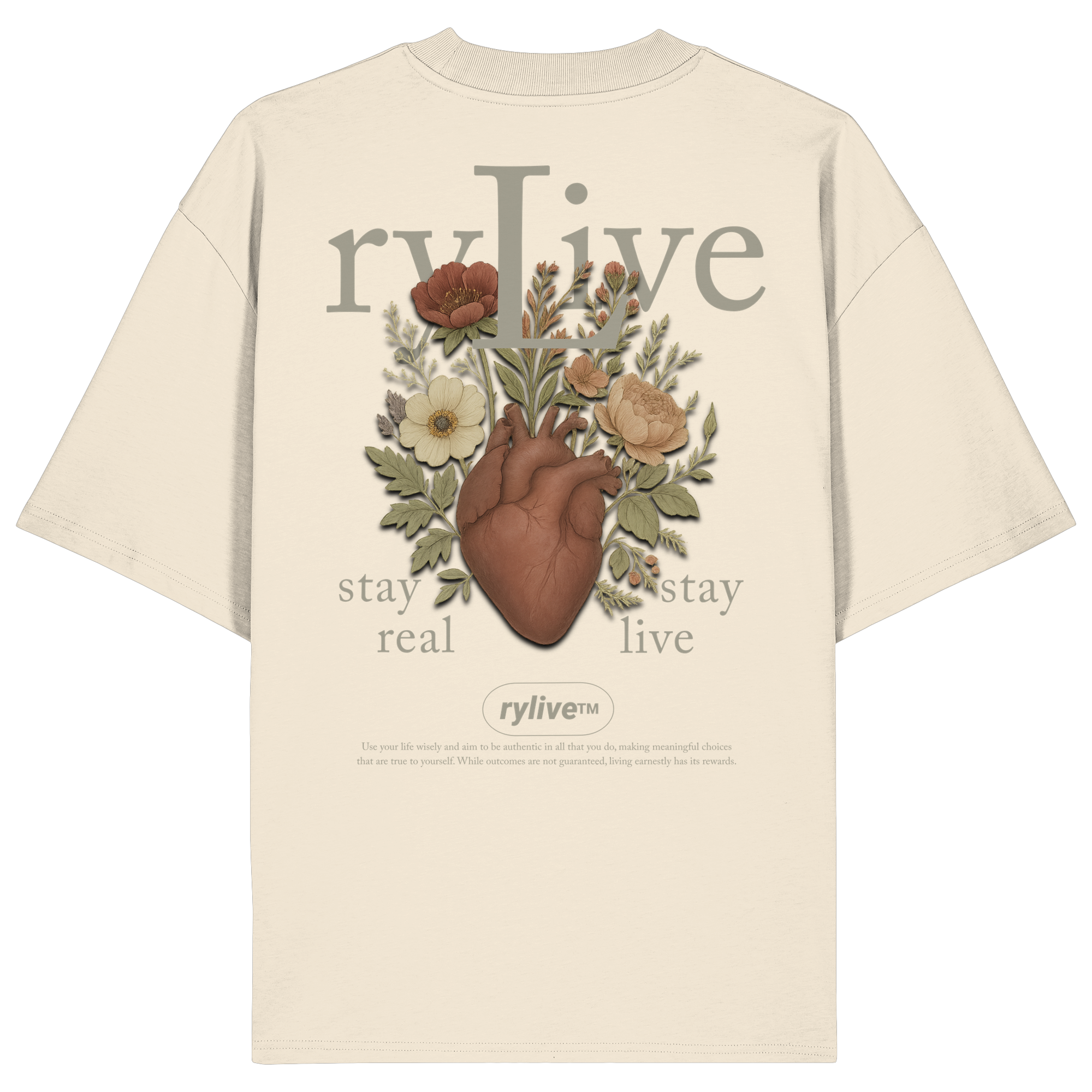 rylive Unisex Oversized T-Shirt // Heart Flower