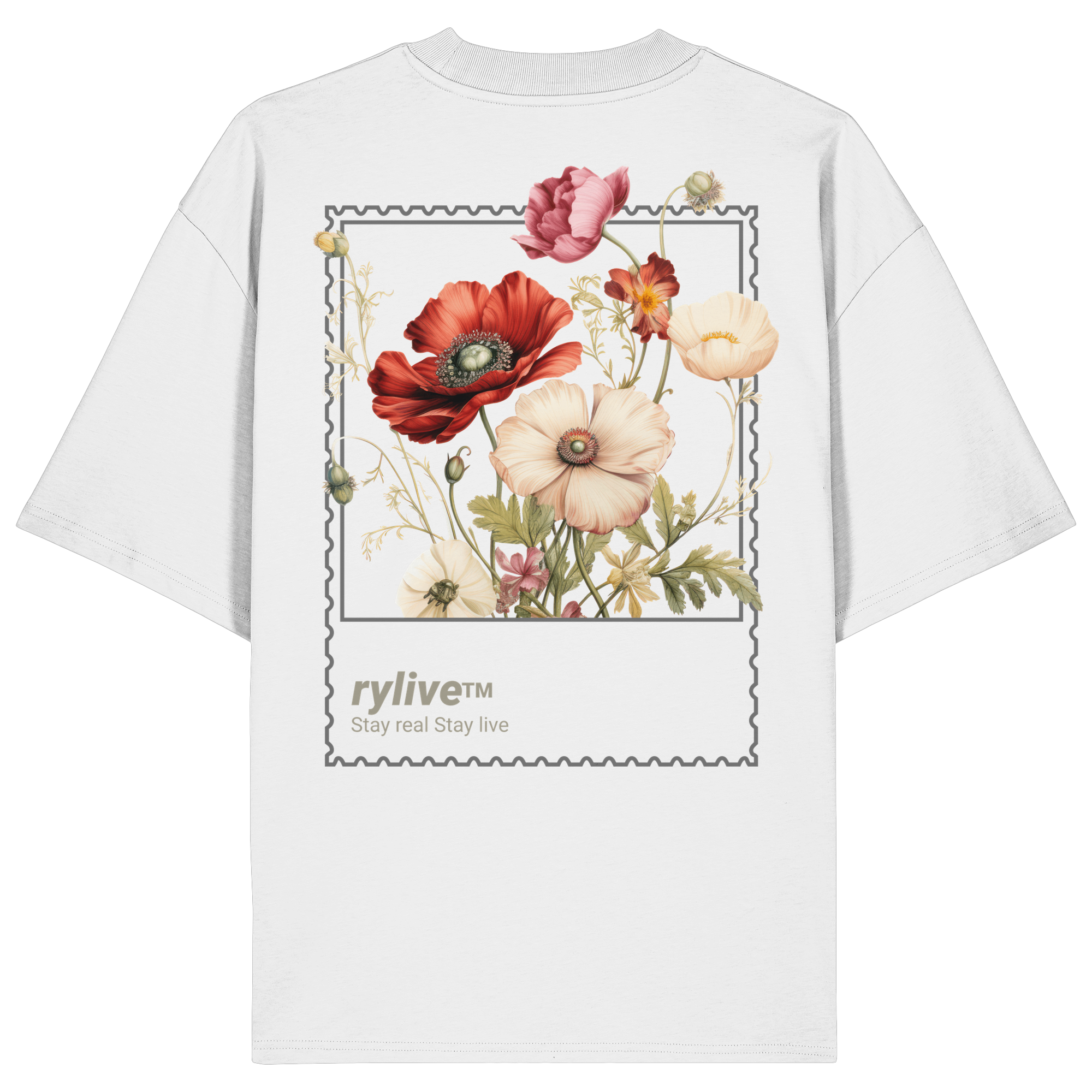 rylive Unisex Oversized T-Shirt // Flower Stamp