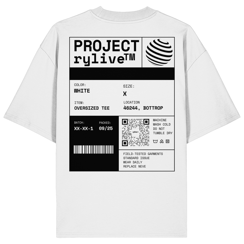rylive Unisex Oversized T-Shirt // OFF Label Use - White Edition