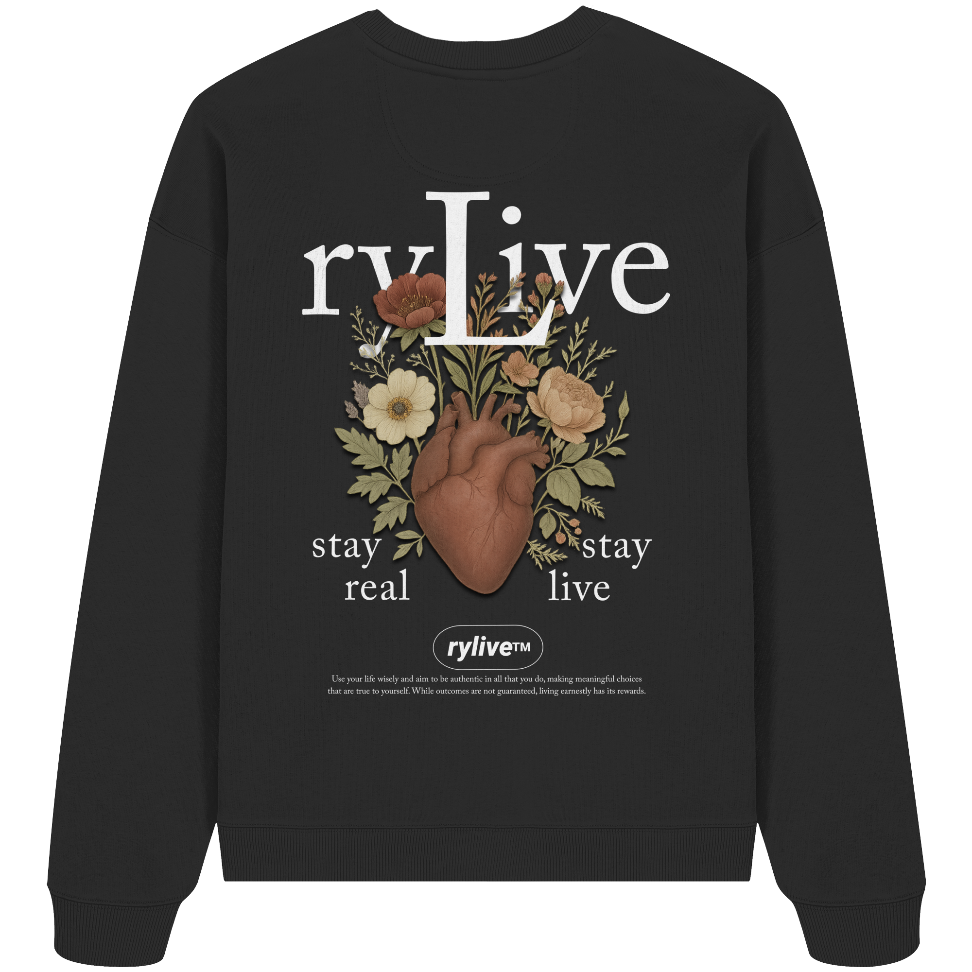 rylive Unisex Oversized Sweatshirt // Heart Flower